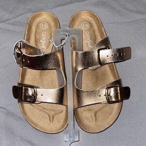 Cat & Jack Metallic Rose Gold Double Buckle Slide Sandals